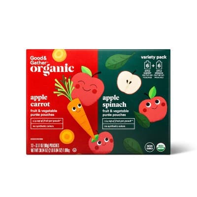 Organic Applesauce Pouches - Apple Carrot & Apple Spinach - Good & Gather