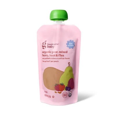 Organic Pear Mixed Berry Beet Flax Baby Food Pouch - Good &#38; Gather&#8482;