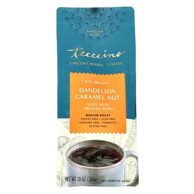 Teeccino Chicory Herbal Coffee, Dandelion Caramel Nut, Medium Roast, Caffeine Free