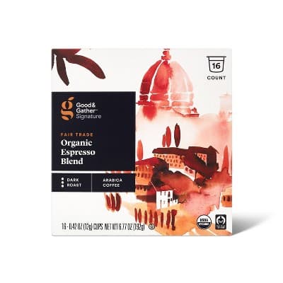 Signature Organic Espresso Blend Dark Roast Coffee - Single Serve Pods - Good &#38; Gather&#8482;