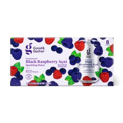 Black Raspberry Acai Sparkling Water - Oz Cans - Good &#38; Gather&#8482;