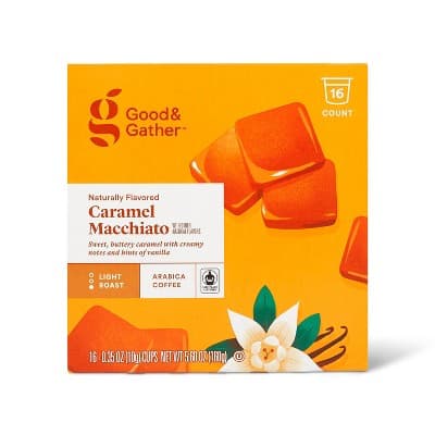 Naturally Flavored Caramel Macchiato Light Roast Coffee - Single Serve Pods - Good & Gather
