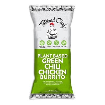 Tattooed Chef  Gluten Free Plant-Based Green Chili Chicken Burrito