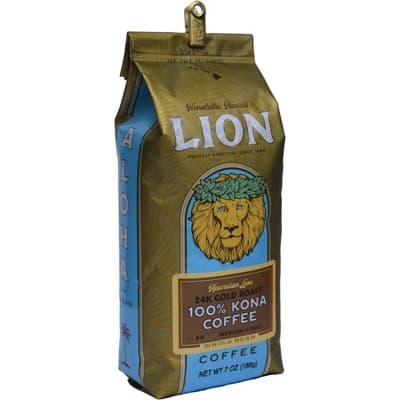 Lion Coffee 100% Kona Medium Roast Whole Bean Coffee