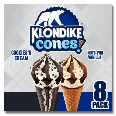 Klondike Cookies &#38; Cream + Nuts For Vanilla Cones  Dairy Dessert