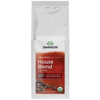 Swanson Organic House Blend Whole Bean Coffee - Medium Roast Pkg