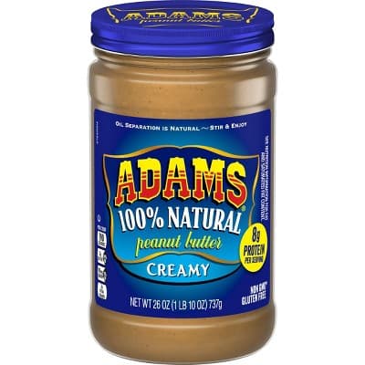 Adams Peanut Butter 100% Natural Creamy Peanut Butter