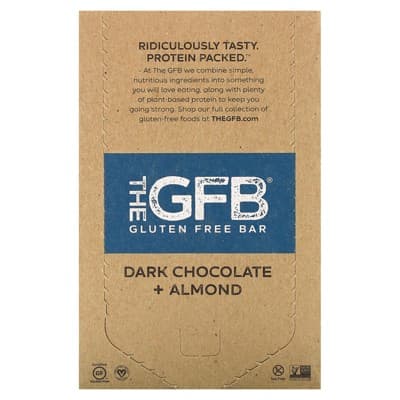 The Gfb Gluten Free Bars, Dark Chocolate + Almond, 12 Bars