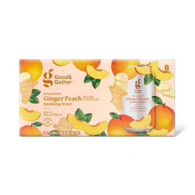 Ginger Peach Sparkling Water - Oz Cans - Good & Gather&#8482;