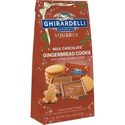Ghirardelli Christmas Milk Chocolate Gingerbread Cookie Squares Bag