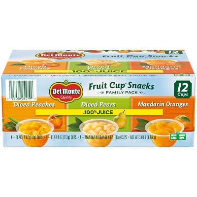 Del Monte Peach, Pear And Mandarin Variety Pack Fruit Snack 100% Juice