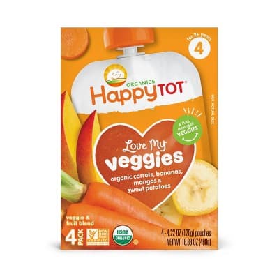 Happytot Love My Veggies Organic Carrots Bananas Mangos &#38; Sweet Potatoes