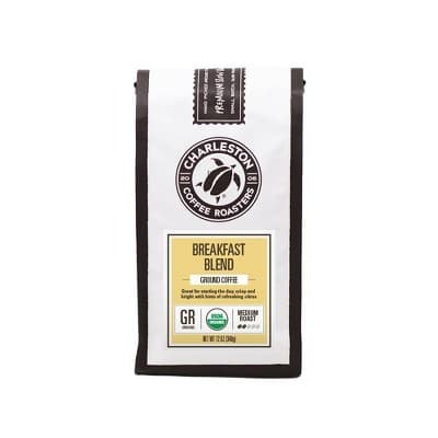 Charleston Coffee Roasters Breakfast Blend Medium Roast Organic Ground Coffee