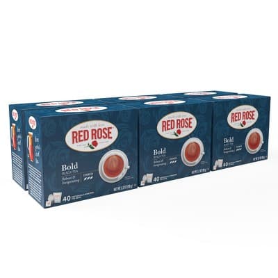Red Rose Bold Black Tea Specially Blended Strong Black Tea With 40 Individually Wrapped Tea Bags Per Box (Pack Of 
