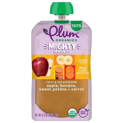 Plum Organics Mighty Veggie Sweet Potato Apple Banana Carrot Baby Food Pouch