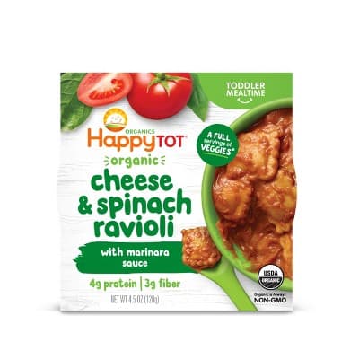 Happytot Organic Cheese &#38; Spinach Ravioli With Marinara Sauce Baby Food
