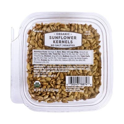 Organic Roasted No Salt Sunflower Kernels