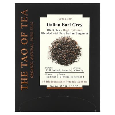 The Tao Of Tea Organic Italian Earl Grey, Black Tea, 15 Pyramid Sachets