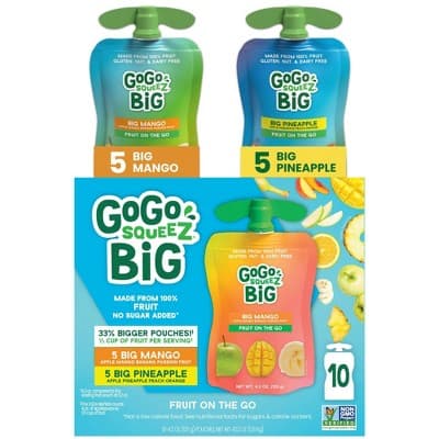 Gogo Squeez Big Variety Pack Apple Mango Banana Passfruit Pineapple Peach