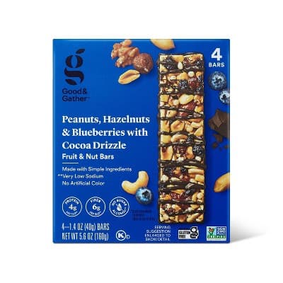 Peanuts, Hazelnuts And Blueberries With Cocoa Drizzle Fruit And Nut Bars  Good &#38; Gather&#8482;