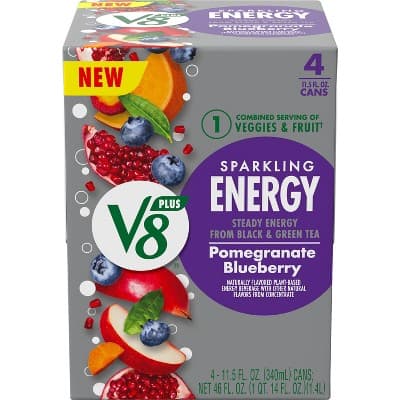 V8 Sparkling +Energy Pom Blu Energy Drink