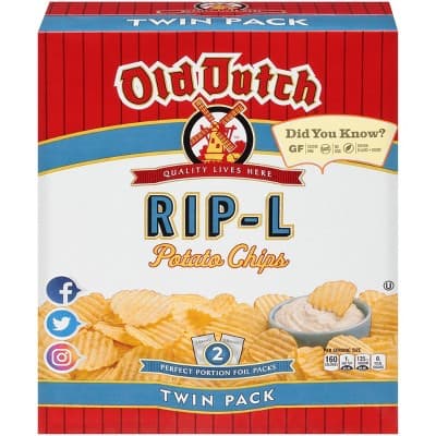 Old Dutch Twin Pack Box Rip-L Potato Chips