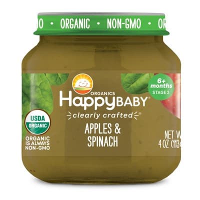 Happybaby Clearly Crafted Apples &#38; Spinach Baby Food Jar