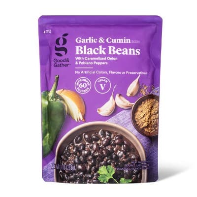 Garlic &#38; Cumin Black Beans Microwavable Pouch - Good &#38; Gather&#8482;