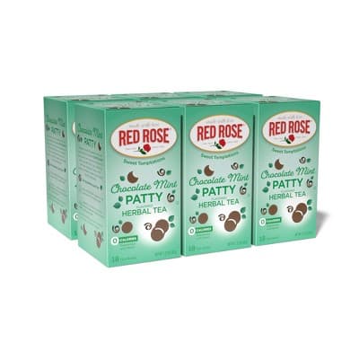 Red Rose Sweet Temptations Dessert Tea Chocolate Mint Patty, Pack Of 6 Fruit Naturally Flavored Black Tea