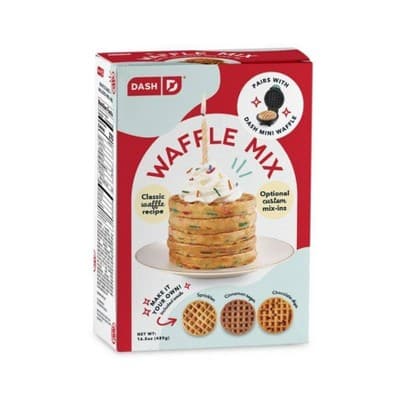 Dash Waffle Mix With Rainbow Sprinkles, Cinnamon Sugar, And Chocolate Chip Mix-Ins