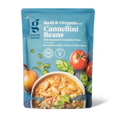 Basil &#38; Oregano Cannellini Beans Microwavable Pouch - Good &#38; Gather&#8482;