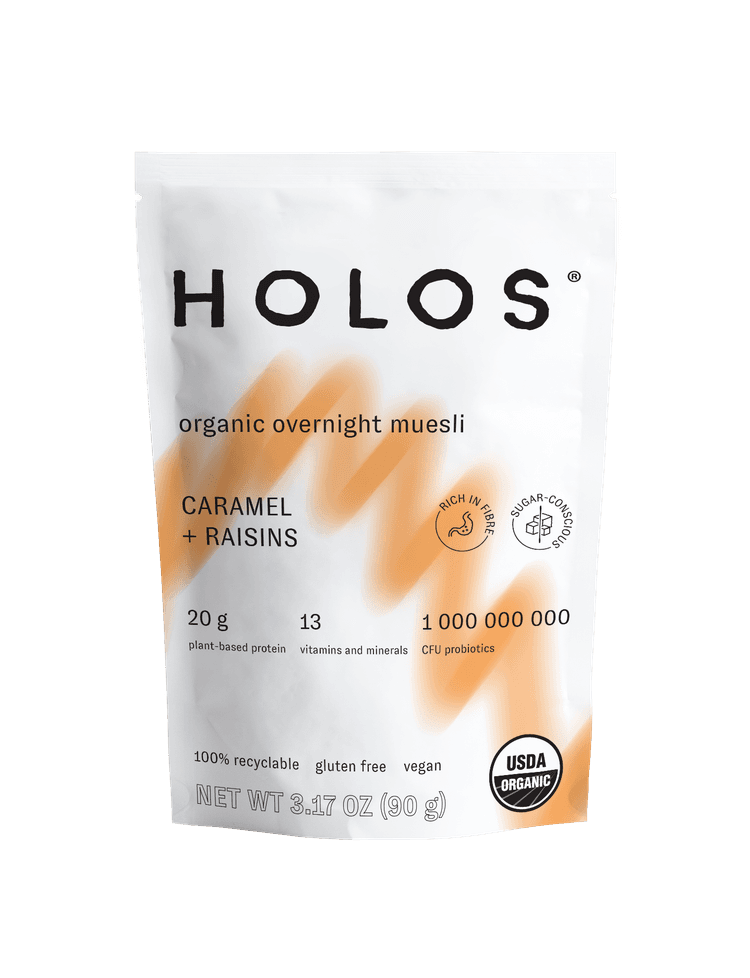 Holos Organic Overnight Muesli, Caramel + Raisins