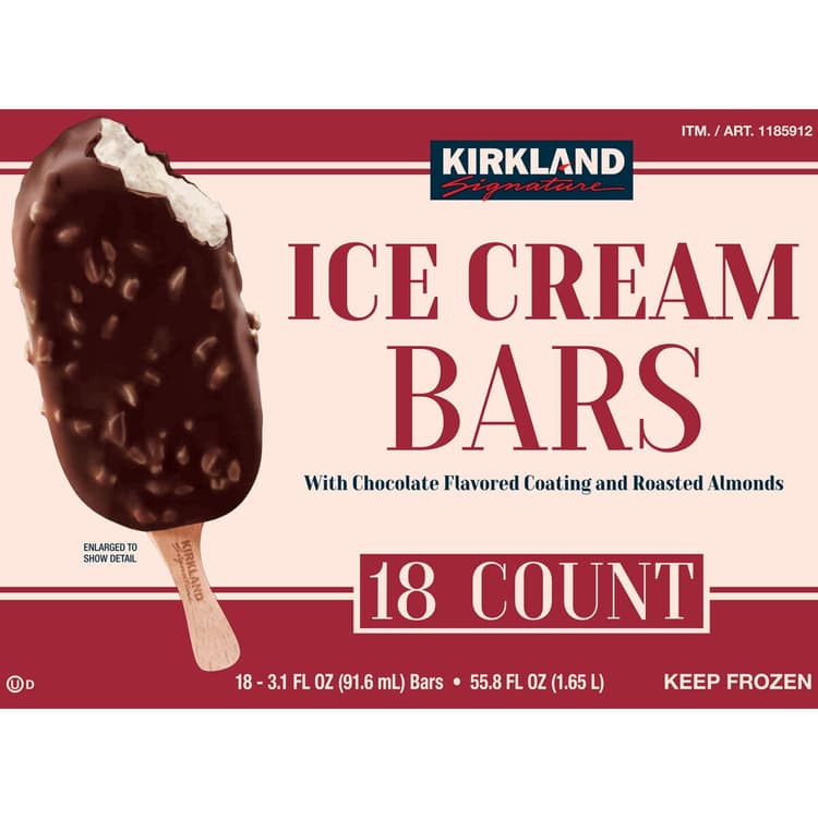 Kirkland Signature Ice Cream Bars With Chocolate Flavored Coating And Roasted Almonds