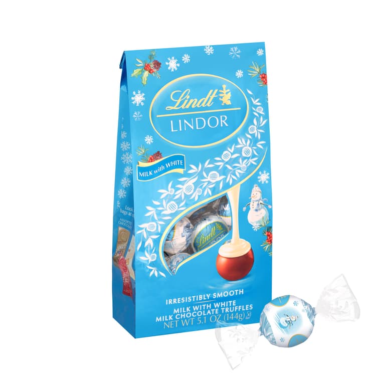 Lindt Lindor Holiday Snowman Milk With White Milk Chocolate Candy Truffles With Smooth, Melting Truffle Center