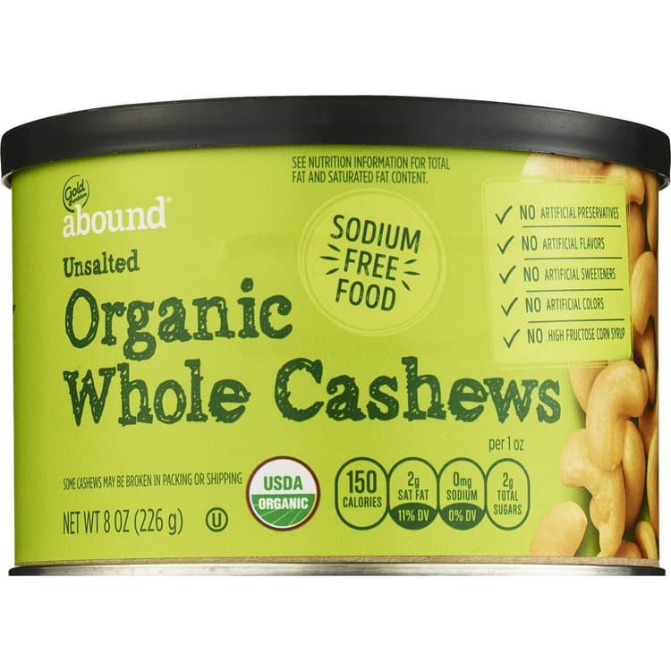 Gold Emblem Abound Unsalted Organic Whole Cashews