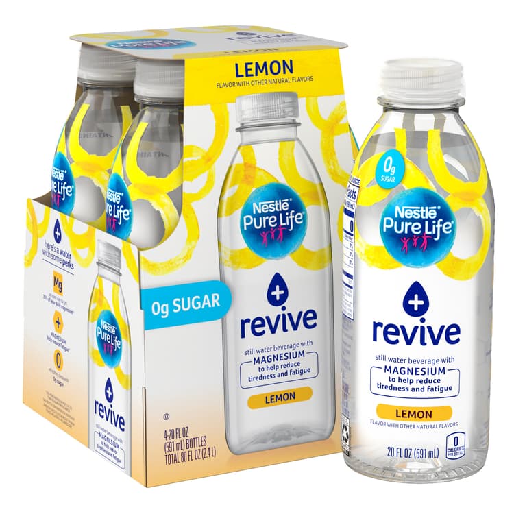 Pure Life + Revive Lemon Flavored Water With Magnesium, Bottles