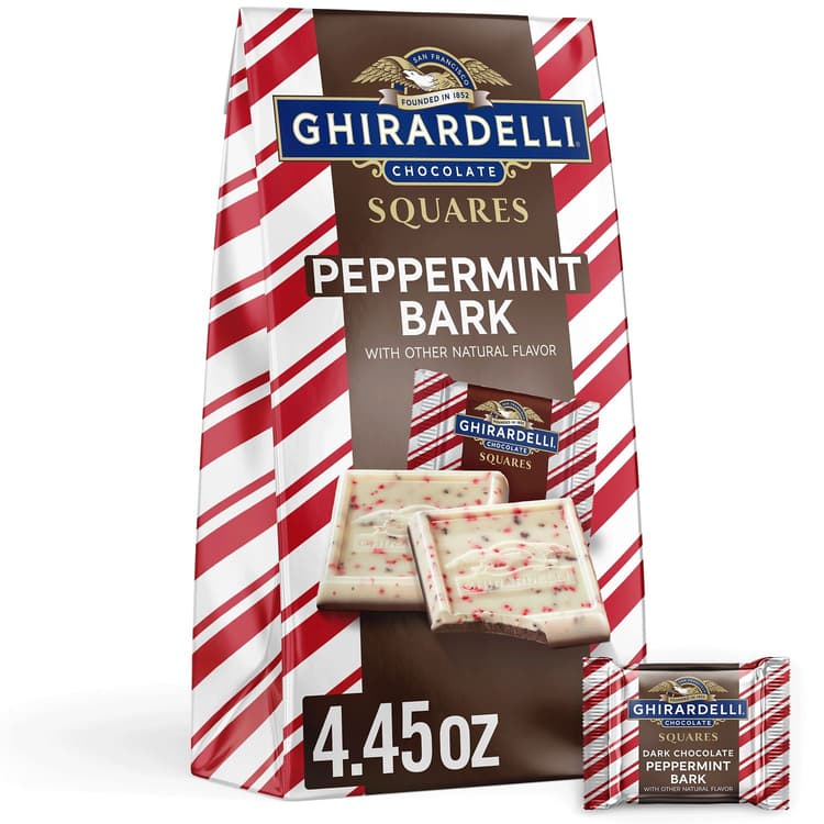 Ghirardelli Dark Chocolate Peppermint Bark Chocolate Squares