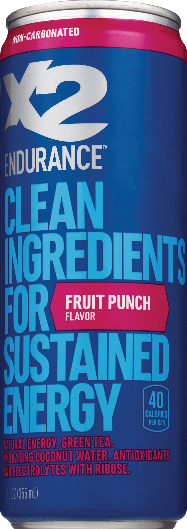 X2 Endurance All-Natural Energy Drink, Non-Carbonated, Fruit Punch