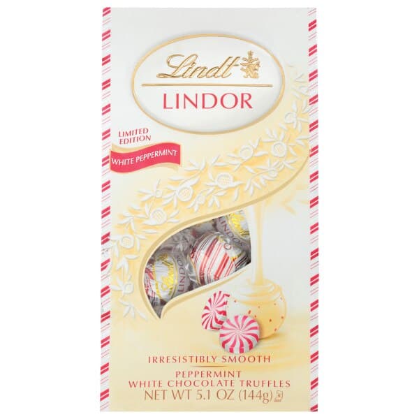 Lindt Lindor White Chocolate Peppermint Truffles With Smooth Peppermint Truffle Center