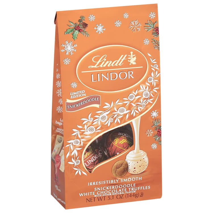 Lindt Lindor Holiday Snickerdoodle White Chocolate Candy Truffles With Smooth, Melting Truffle Center