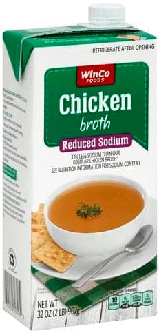 Winco Foods Chicken Broth, Reduced Sodium