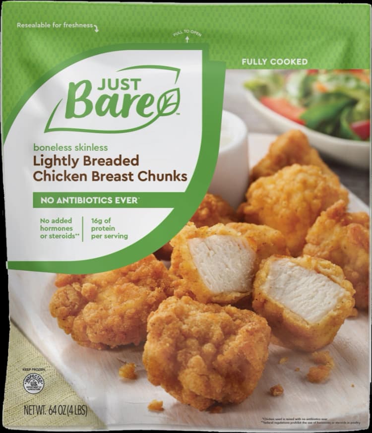 Just Bare Boneless Skinless Lightly Breaded Chicken Breast Chunks