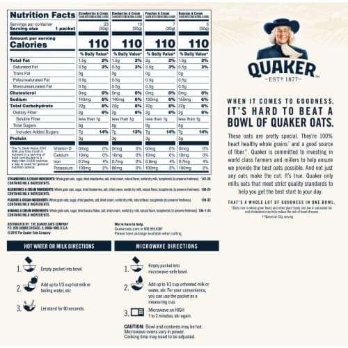 Quaker Fruit & Cream Instant Oatmeal Variety