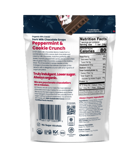 Chocxo Dark Milk Chocolate Peppermint & Cookie Snaps