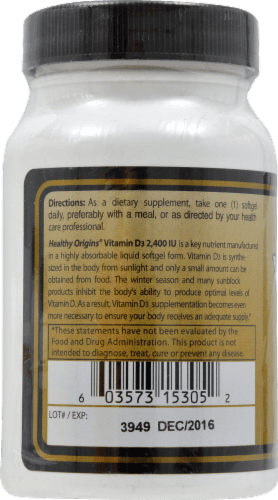 Healthy Origins Vitamin D3 Softgels Supplements