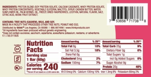 Think! Gluten-Free Berries & Creme High Protein Bar