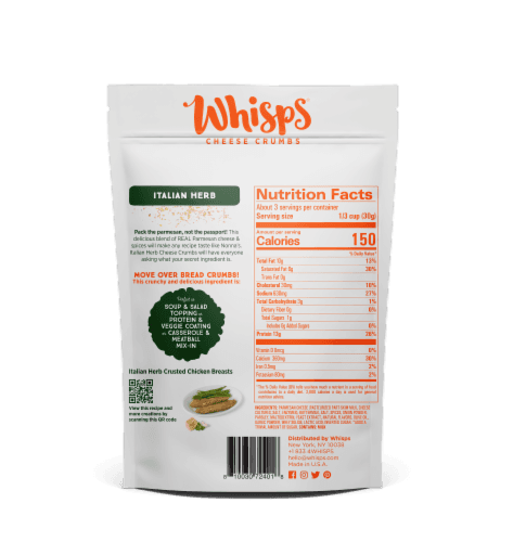 Whisps Italian Herb Cheese Crumbs Crunchy Cheese Seasoning