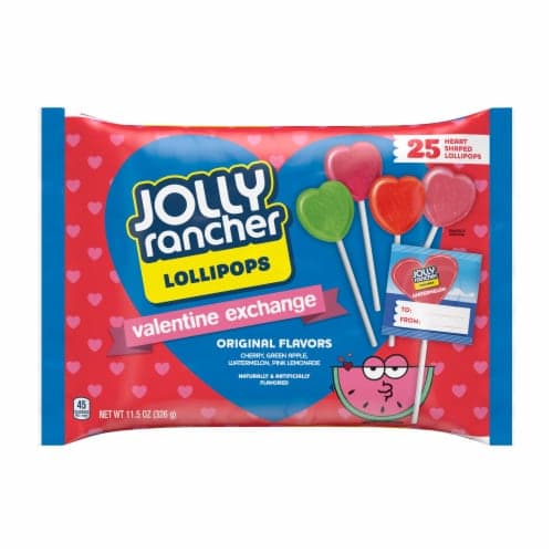 Jolly Rancher Lollipops, Original Flavors, Heart Shaped, Valentine Exchange
