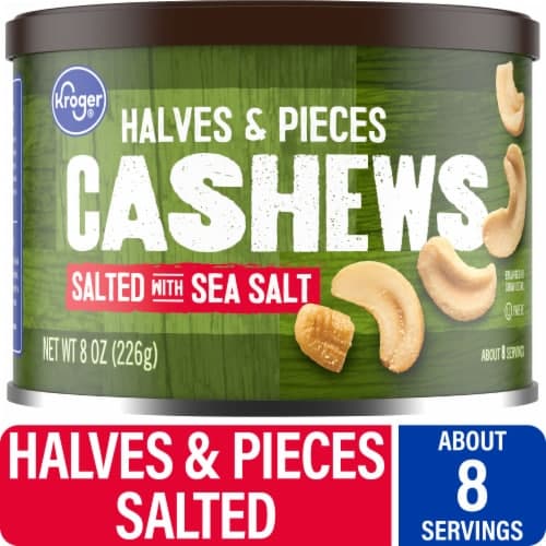 Kroger Salted With Sea Salt Halves & Pieces Cashew Nuts