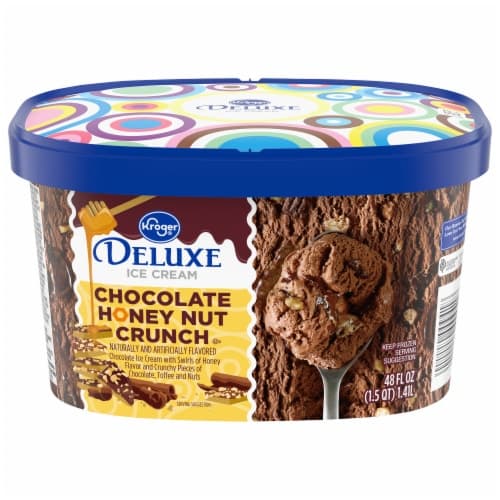Kroger Deluxe Chocolate Honey Nut Crunch Ice Cream Tub